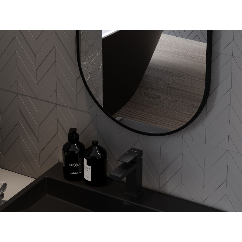 Mexen Loft miroir de salle de bains ovale 80 x 45 cm, cadre noir - 9851-080-045-000-70
