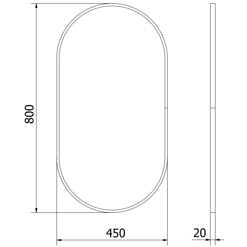 Mexen Loft miroir de salle de bain ovale 80 x 45 cm, cadre noir - 9851-080-045-000-70
