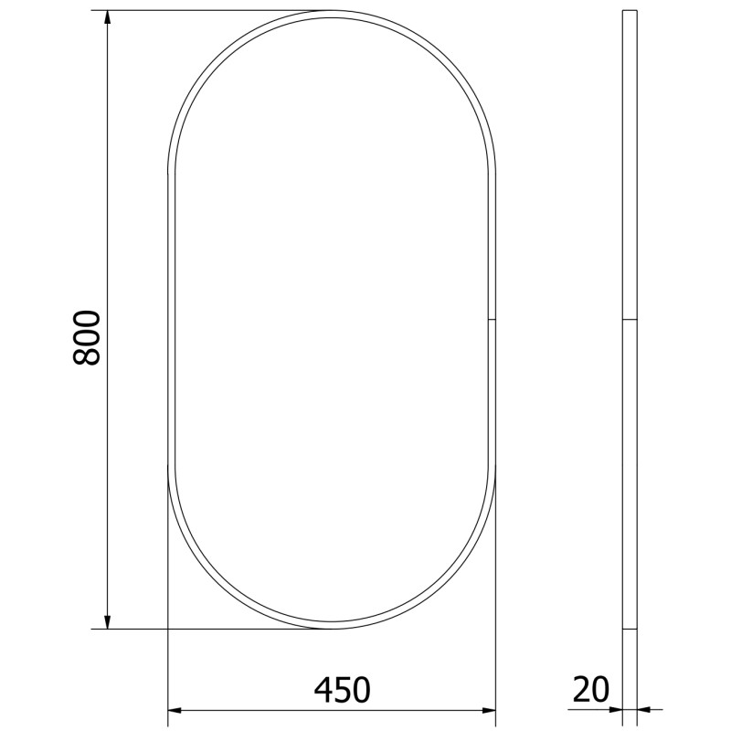 Mexen Loft miroir de salle de bains ovale 80 x 45 cm, cadre noir - 9851-080-045-000-70