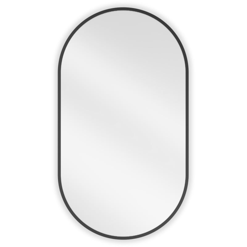 Miroir de salle de bain ovale Mexen Loft 80 x 45 cm, cadre noir - 9851-080-045-000-70