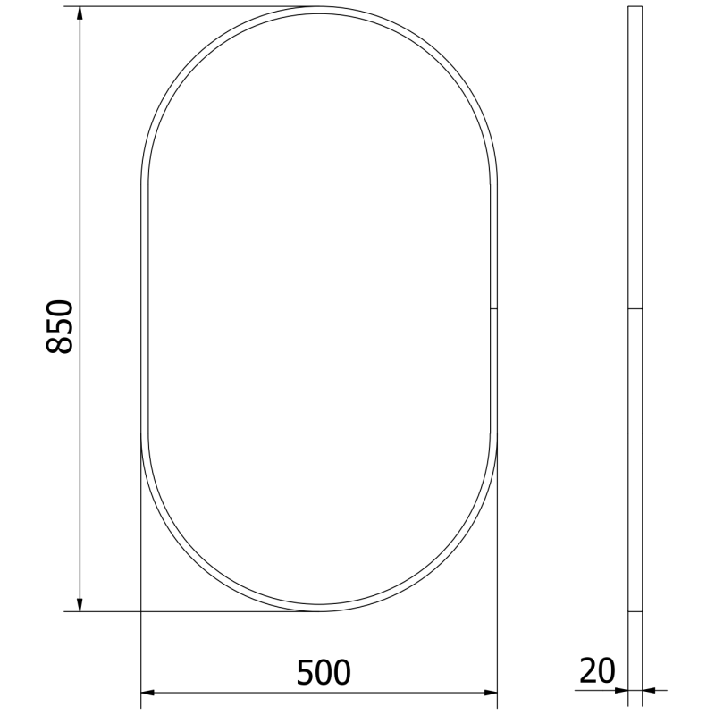 Mexen Loft miroir de salle de bain ovale 85 x 50 cm, cadre doré - 9851-085-050-000-50