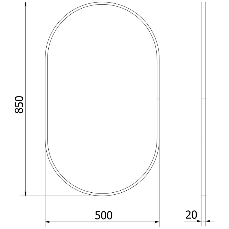 Mexen Loft miroir de salle de bains ovale 85 x 50 cm, cadre doré brossé - 9851-085-050-000-50