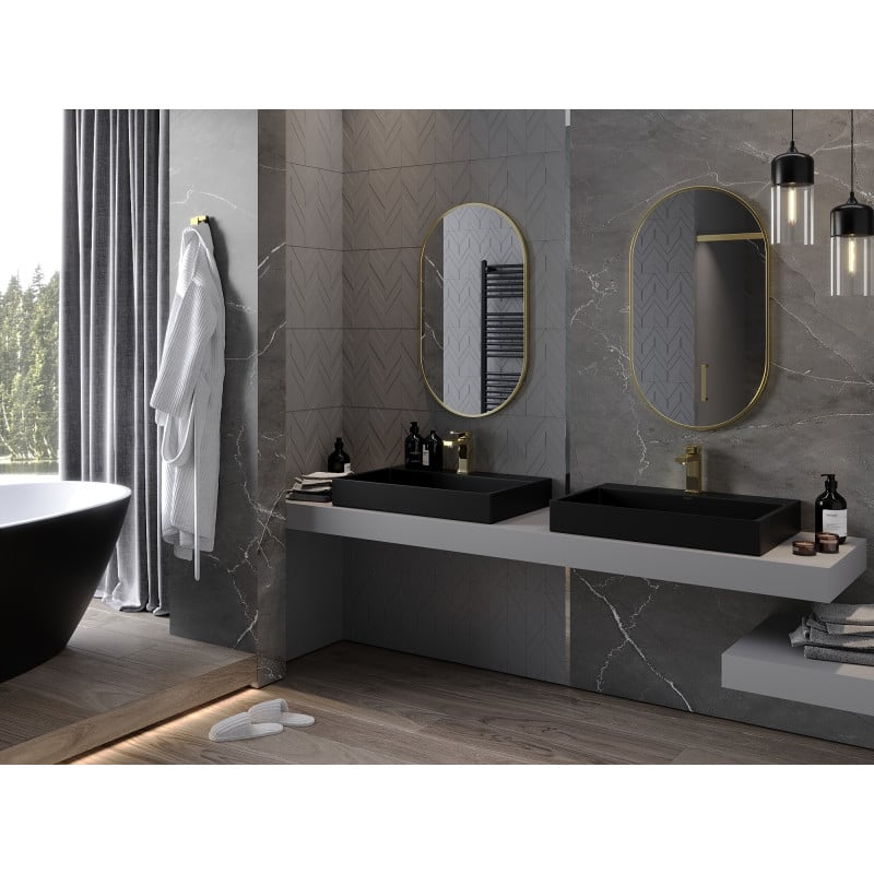 Mexen Loft miroir de salle de bain ovale 85 x 50 cm, cadre doré - 9851-085-050-000-50