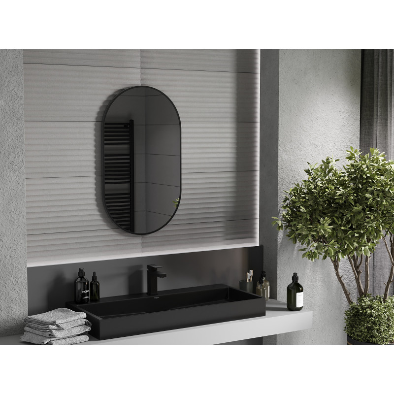 Mexen Loft miroir de salle de bain ovale 85 x 50 cm, cadre noir - 9851-085-050-000-70
