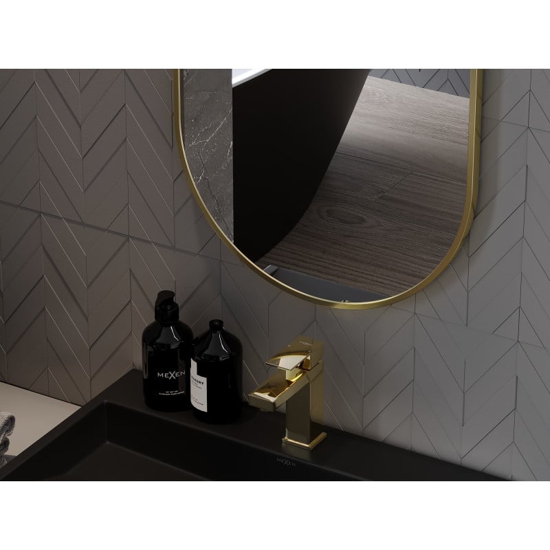 Mexen Loft miroir de salle de bain ovale 90 x 45 cm, cadre doré - 9851-090-045-000-50