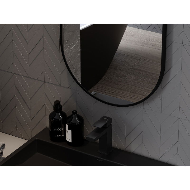 Mexen Loft miroir de salle de bain ovale 90 x 45 cm, cadre noir - 9851-090-045-000-70