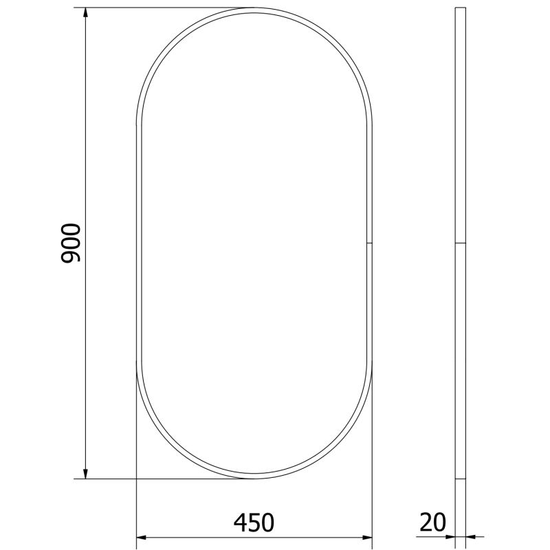 Mexen Loft miroir de salle de bain ovale 90 x 45 cm, cadre doré - 9851-090-045-000-50