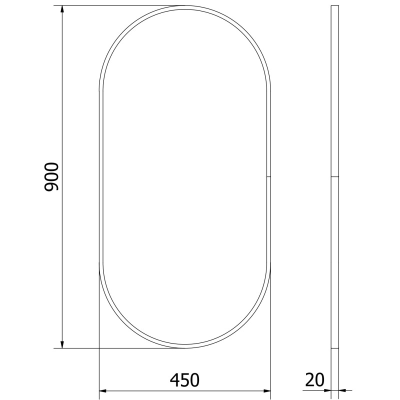 Mexen Loft miroir de salle de bains ovale 90 x 45 cm, cadre doré - 9851-090-045-000-50