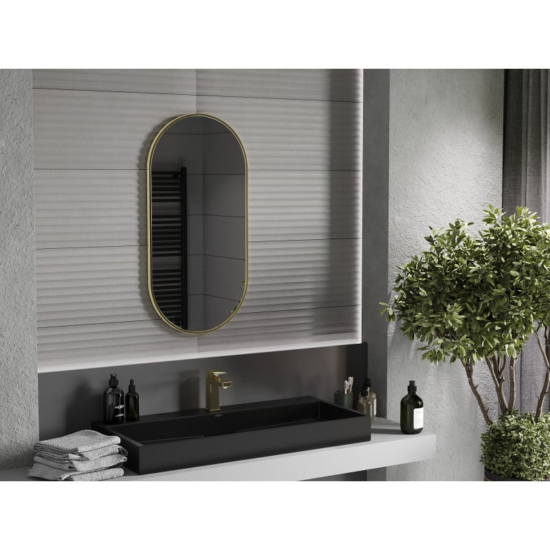 Mexen Loft miroir de salle de bain ovale 90 x 45 cm, cadre doré - 9851-090-045-000-50