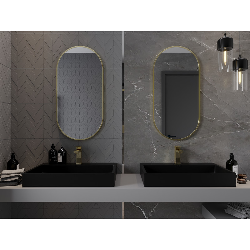 Mexen Loft miroir de salle de bain ovale 90 x 45 cm, cadre doré - 9851-090-045-000-50