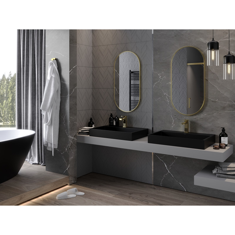 Mexen Loft miroir de salle de bain ovale 90 x 45 cm, cadre doré - 9851-090-045-000-50