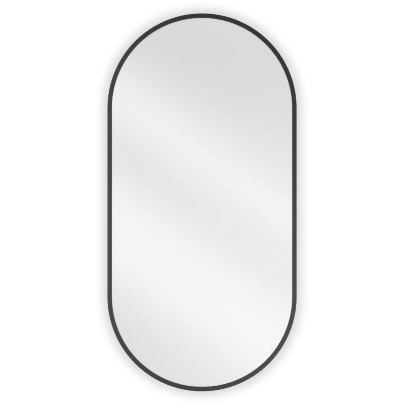 Miroir de salle de bain ovale Mexen Loft 90 x 45 cm, cadre noir - 9851-090-045-000-70