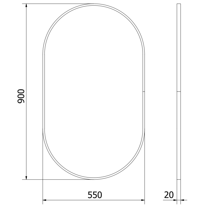 Mexen Loft miroir de salle de bain ovale 90 x 55 cm, cadre doré - 9851-090-055-000-50