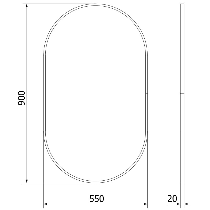 Mexen Loft miroir de salle de bains ovale 90 x 55 cm, cadre doré brossé - 9851-090-055-000-50