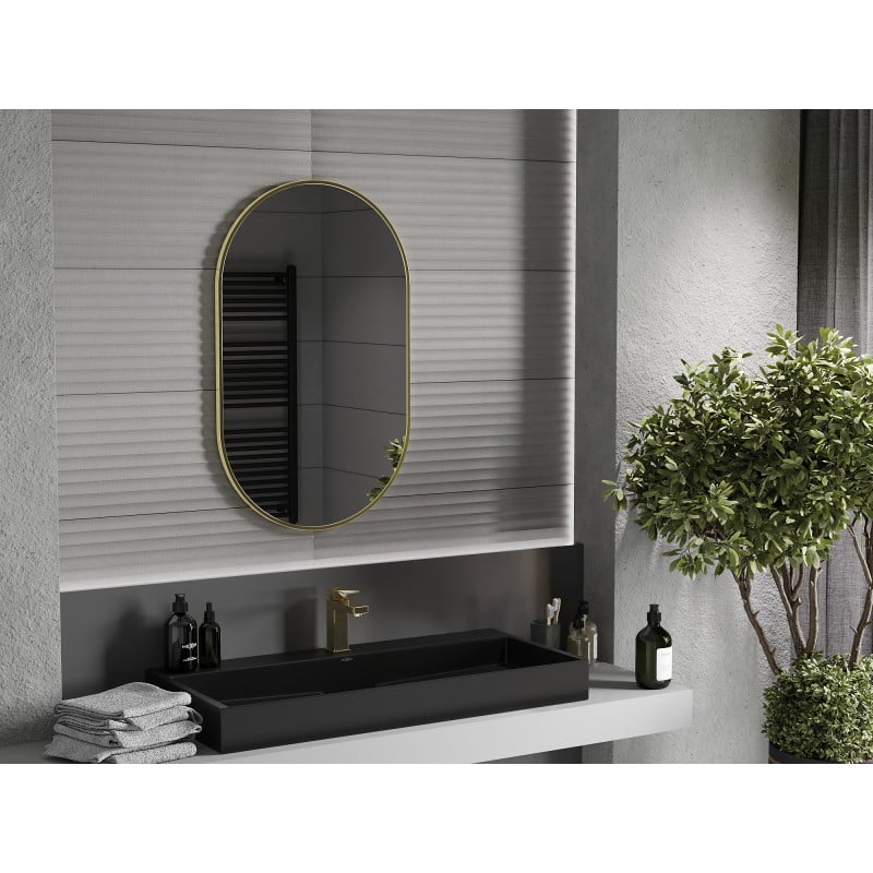 Mexen Loft miroir de salle de bain ovale 90 x 55 cm, cadre doré - 9851-090-055-000-50