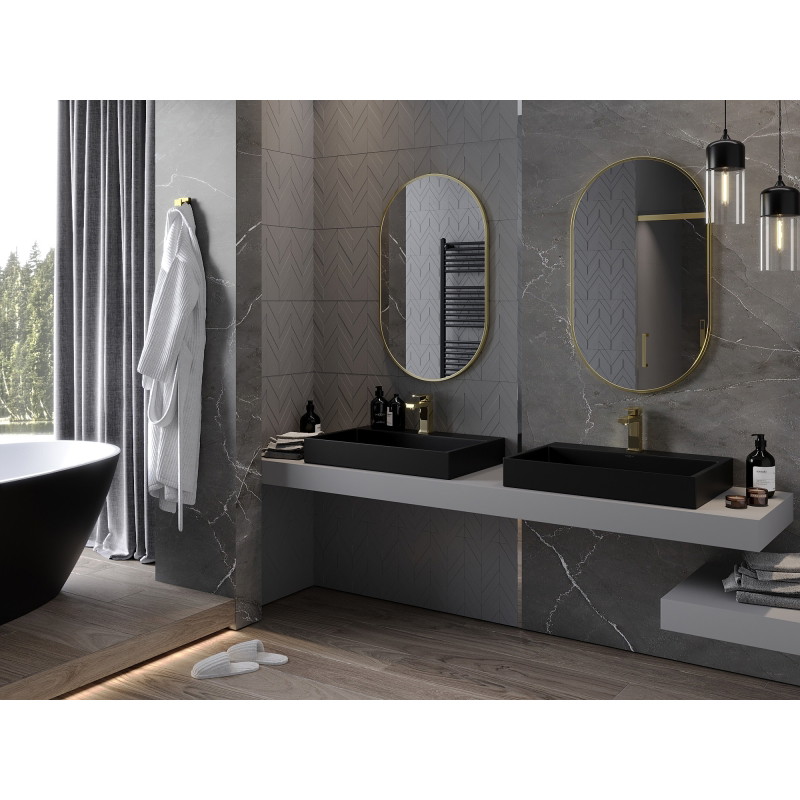Mexen Loft miroir de salle de bains ovale 90 x 55 cm, cadre doré brossé - 9851-090-055-000-50