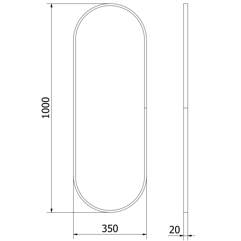 Mexen Loft miroir de salle de bain ovale 100 x 35 cm, cadre doré - 9851-100-035-000-50