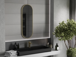Mexen Loft miroir de salle de bain ovale 100 x 35 cm, cadre doré - 9851-100-035-000-50