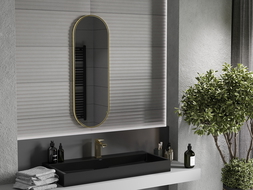 Mexen Loft miroir de salle de bains ovale 100 x 35 cm, cadre doré - 9851-100-035-000-50