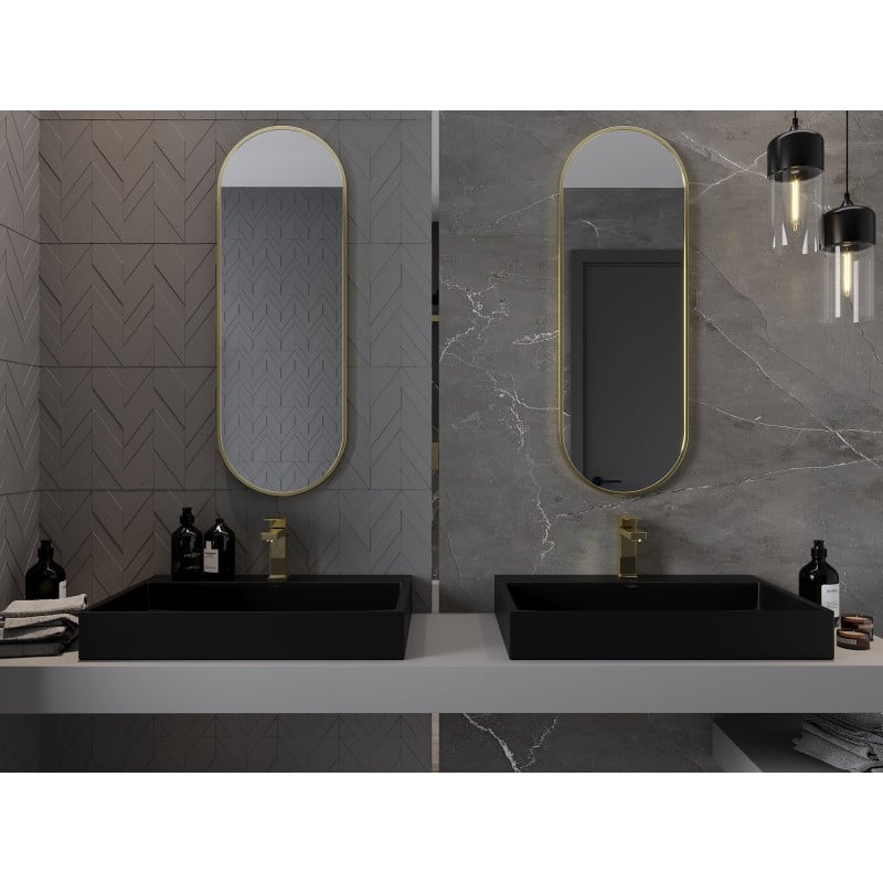 Mexen Loft miroir de salle de bains ovale 100 x 35 cm, cadre doré - 9851-100-035-000-50