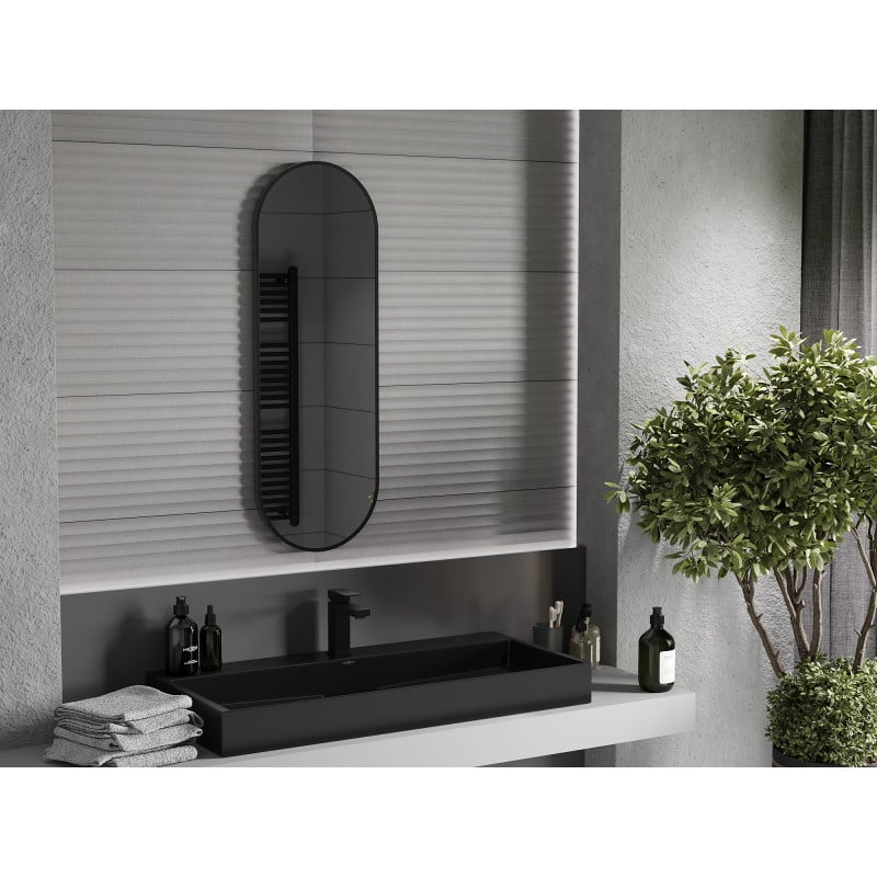 Mexen Loft miroir de salle de bain ovale 100 x 35 cm, cadre noir - 9851-100-035-000-70