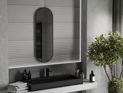 Miroir de salle de bain ovale Mexen Loft 100 x 35 cm, cadre noir - 9851-100-035-000-70