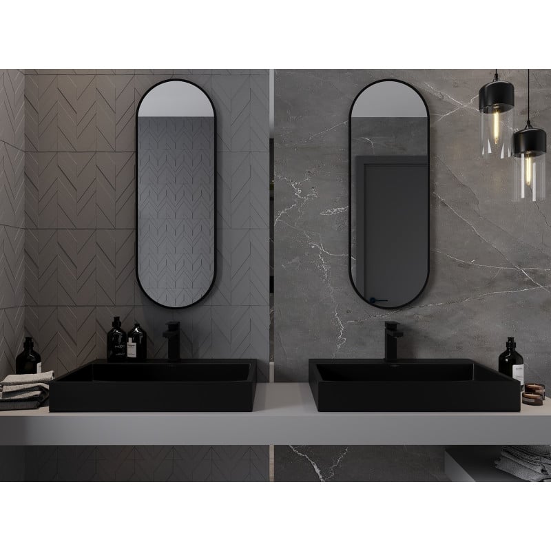 Mexen Loft miroir de salle de bain ovale 100 x 35 cm, cadre noir - 9851-100-035-000-70