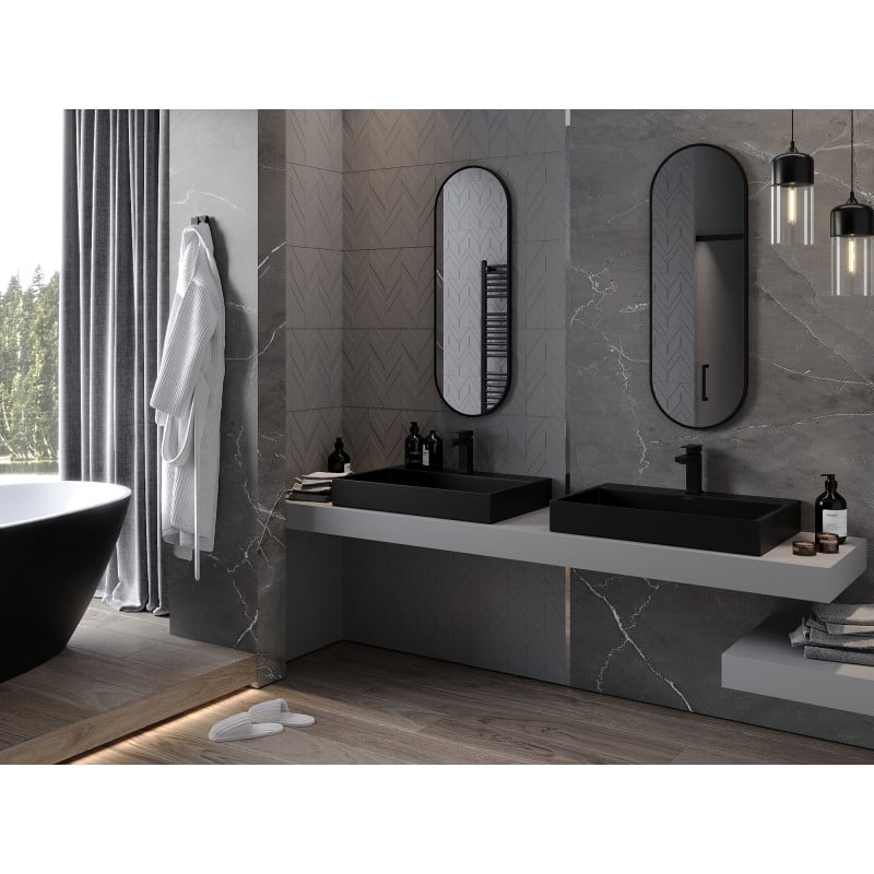 Mexen Loft miroir de salle de bain ovale 100 x 35 cm, cadre noir - 9851-100-035-000-70