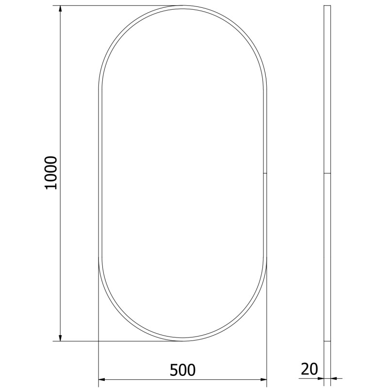 Mexen Loft miroir de salle de bains ovale 100 x 50 cm, cadre noir - 9851-100-050-000-70