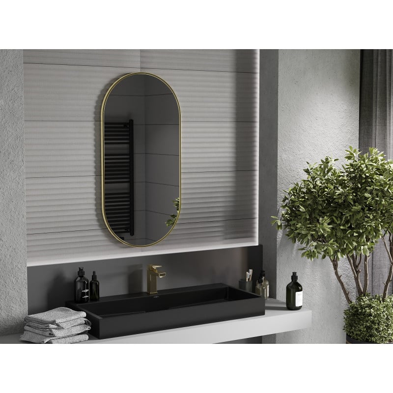 Mexen Loft miroir de salle de bain ovale 100 x 50 cm, cadre doré - 9851-100-050-000-50