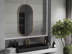 Mexen Loft miroir de salle de bain ovale 100 x 50 cm, cadre doré - 9851-100-050-000-50