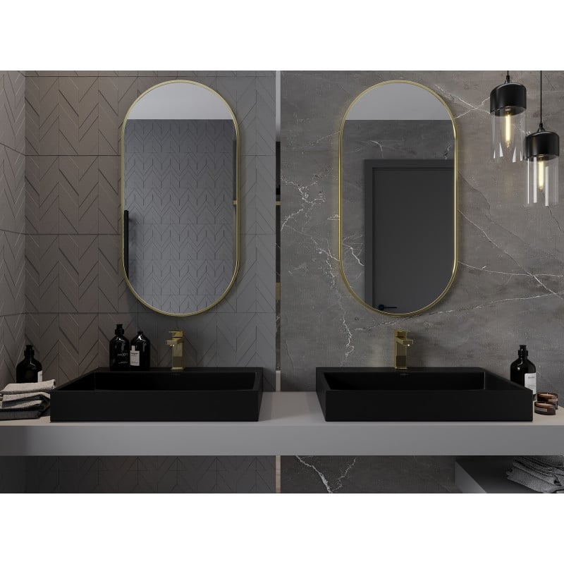Mexen Loft miroir de salle de bain ovale 100 x 50 cm, cadre doré - 9851-100-050-000-50