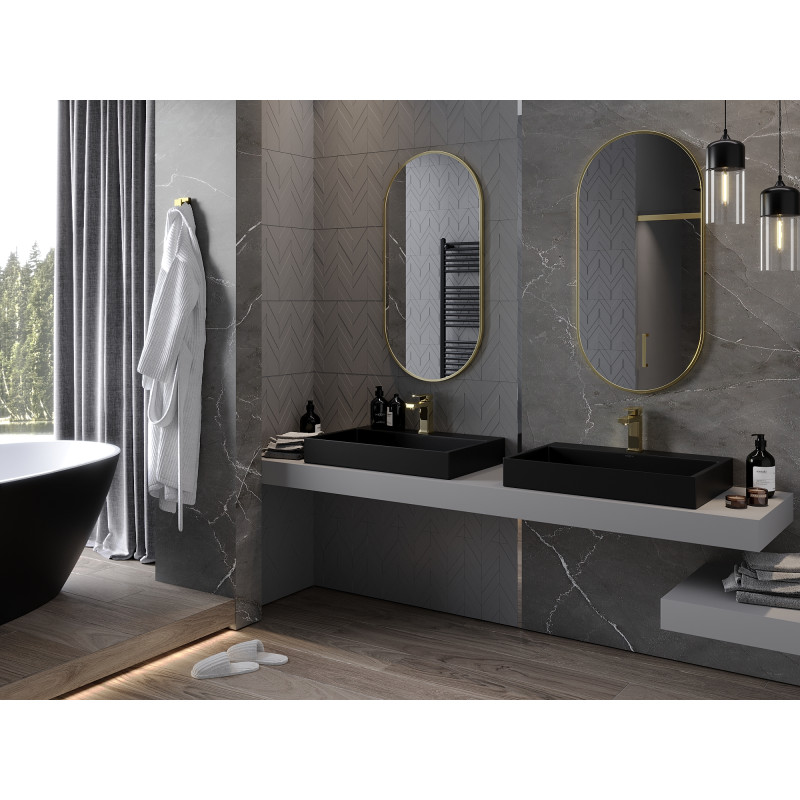 Mexen Loft miroir de salle de bain ovale 100 x 50 cm, cadre doré - 9851-100-050-000-50