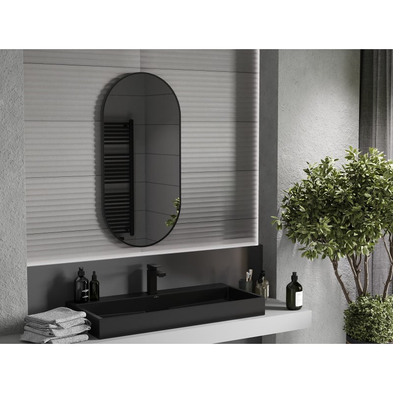 Mexen Loft miroir de salle de bain ovale 100 x 50 cm, cadre noir - 9851-100-050-000-70