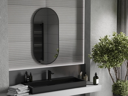 Mexen Loft miroir de salle de bains ovale 100 x 50 cm, cadre noir - 9851-100-050-000-70