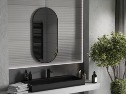 Miroir de salle de bain ovale Mexen Loft 100 x 50 cm, cadre noir - 9851-100-050-000-70