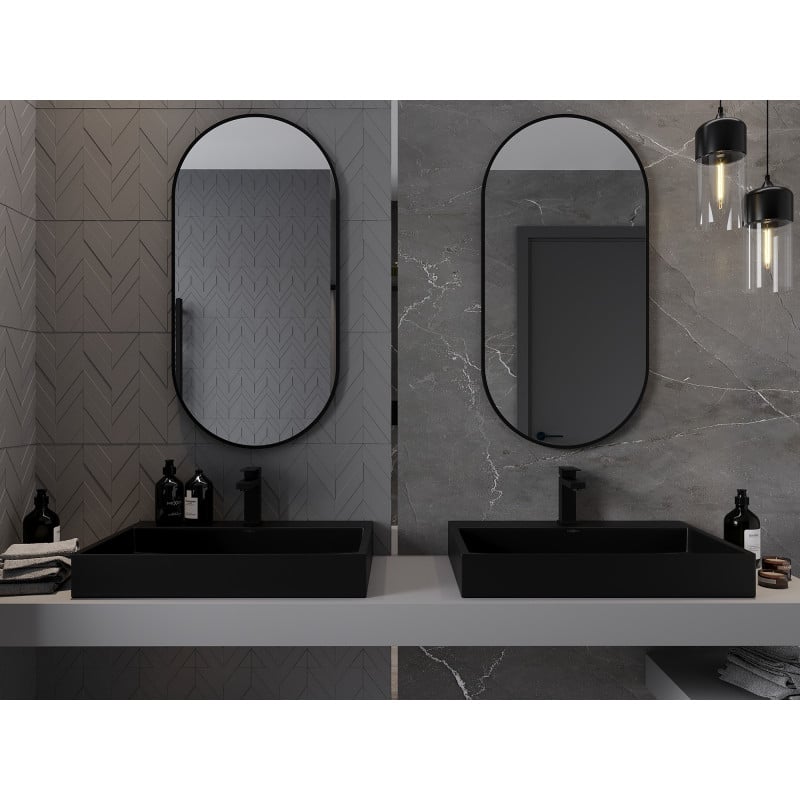 Mexen Loft miroir de salle de bain ovale 100 x 50 cm, cadre noir - 9851-100-050-000-70