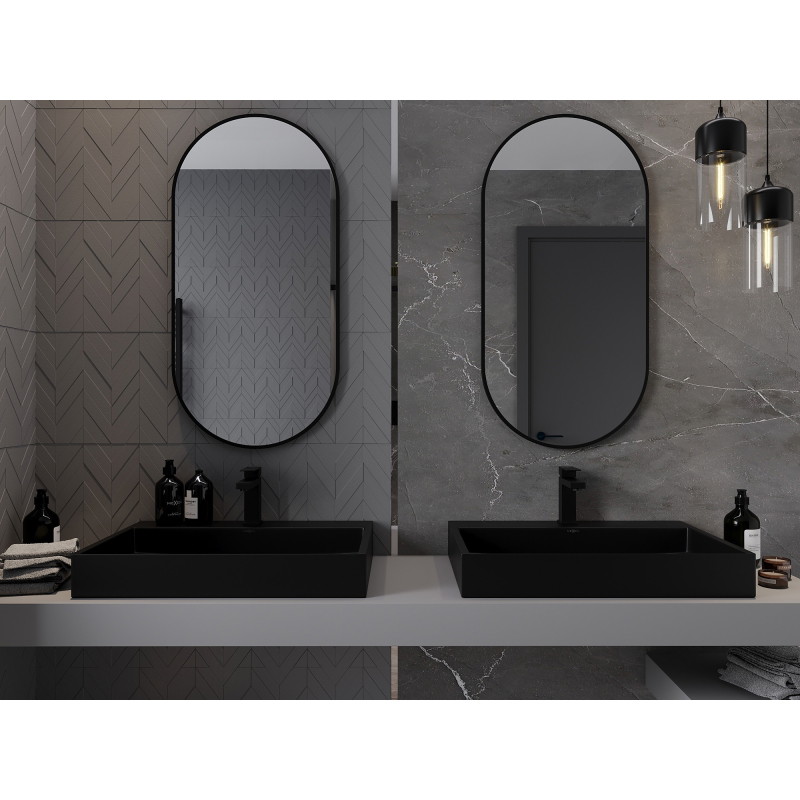 Mexen Loft miroir de salle de bains ovale 100 x 50 cm, cadre noir - 9851-100-050-000-70
