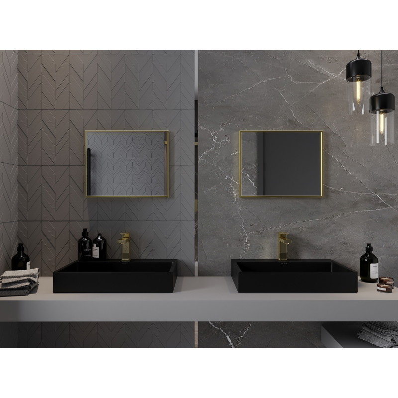 Mexen Loft Miroir de salle de bains rectangulaire 50 x 40 cm, cadre doré brossé - 9852-050-040-000-50