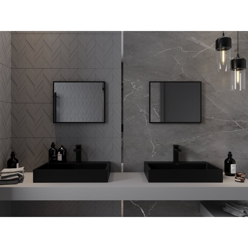 Mexen Loft miroir de salle de bain rectangulaire 50 x 40 cm, cadre noir - 9852-050-040-000-70