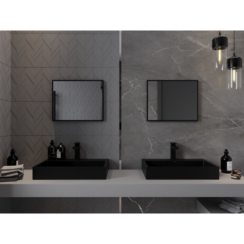 Mexen Loft miroir rectangulaire de salle de bain 50 x 40 cm, cadre noir - 9852-050-040-000-70