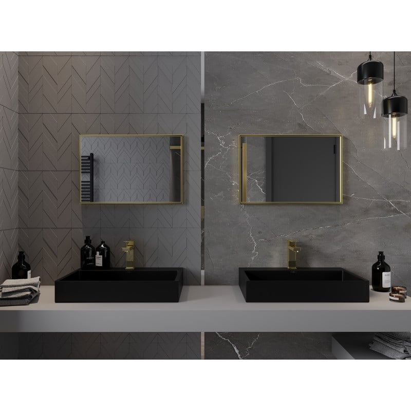 Mexen Loft miroir de salle de bain rectangulaire 60 x 40 cm, cadre doré - 9852-060-040-000-50
