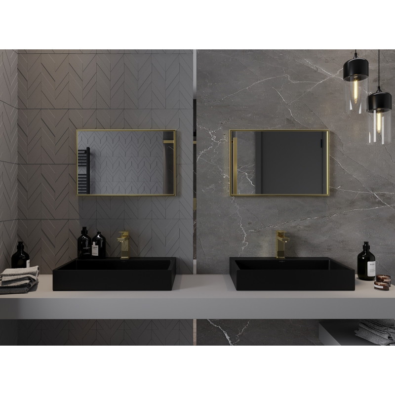 Mexen Loft miroir de salle de bains rectangulaire 60 x 40 cm, cadre doré brossé - 9852-060-040-000-50