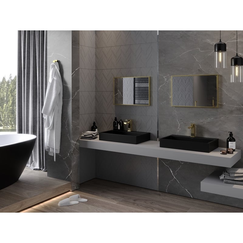 Mexen Loft miroir de salle de bain rectangulaire 60 x 40 cm, cadre doré - 9852-060-040-000-50