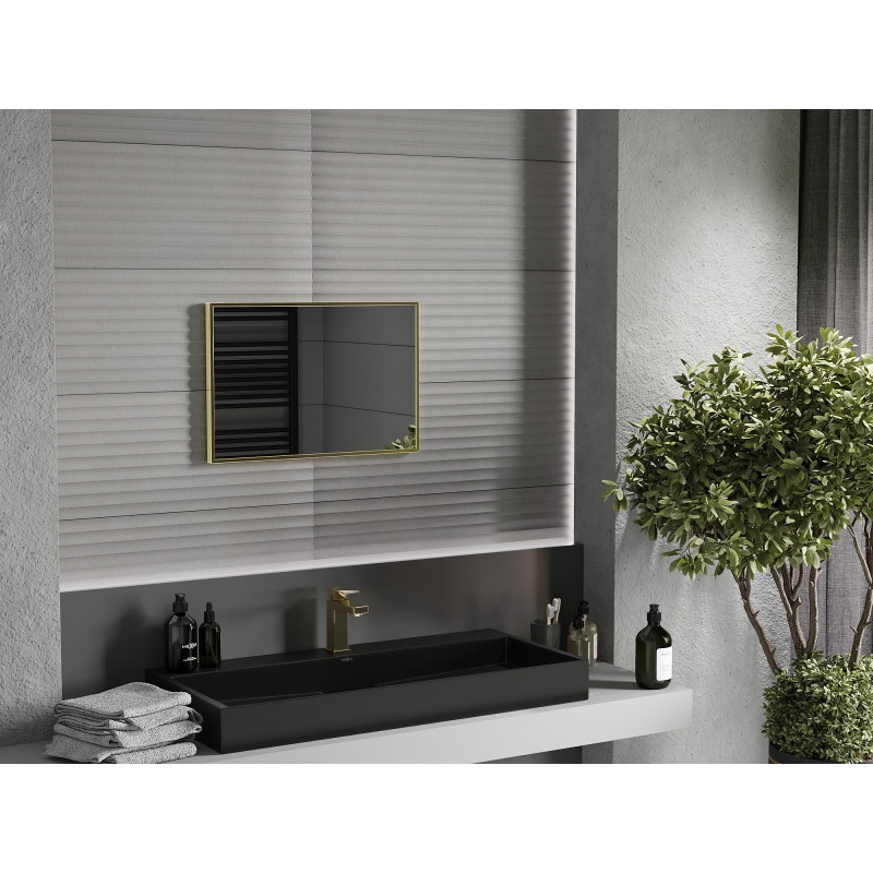 Mexen Loft miroir de salle de bains rectangulaire 60 x 40 cm, cadre doré brossé - 9852-060-040-000-50