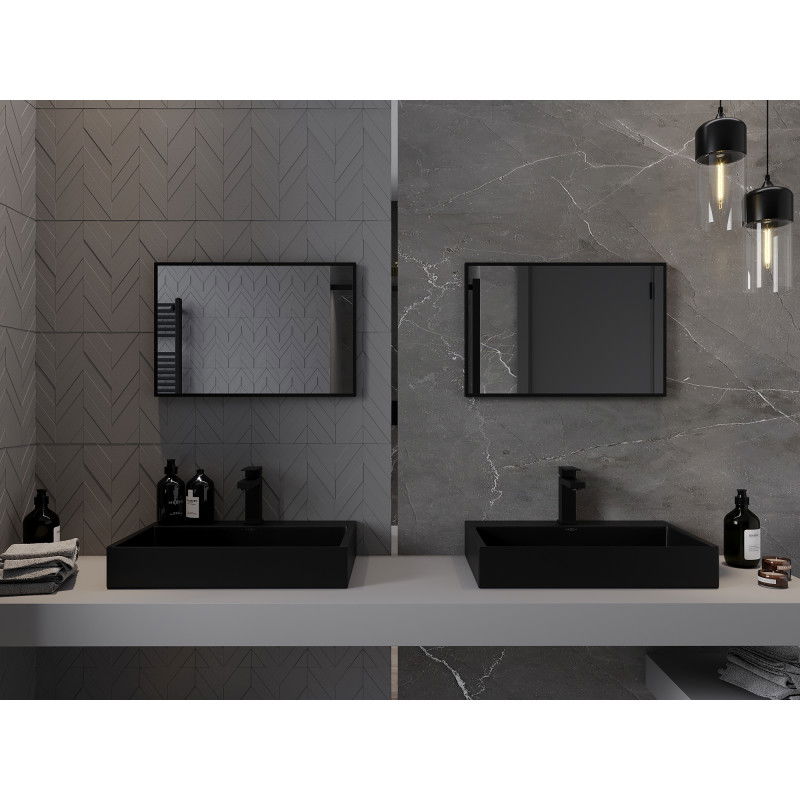 Mexen Loft miroir de salle de bains rectangulaire 60 x 40 cm, cadre noir - 9852-060-040-000-70