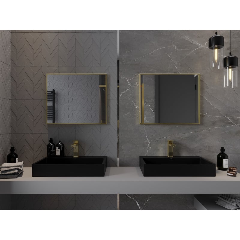 Mexen Loft miroir de salle de bains rectangulaire 60 x 50 cm, cadre doré - 9852-060-050-000-50