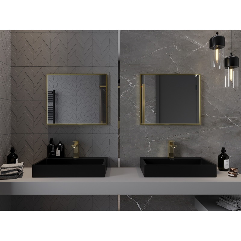 Mexen Loft miroir de salle de bains rectangulaire 60 x 50 cm, cadre doré brossé - 9852-060-050-000-50