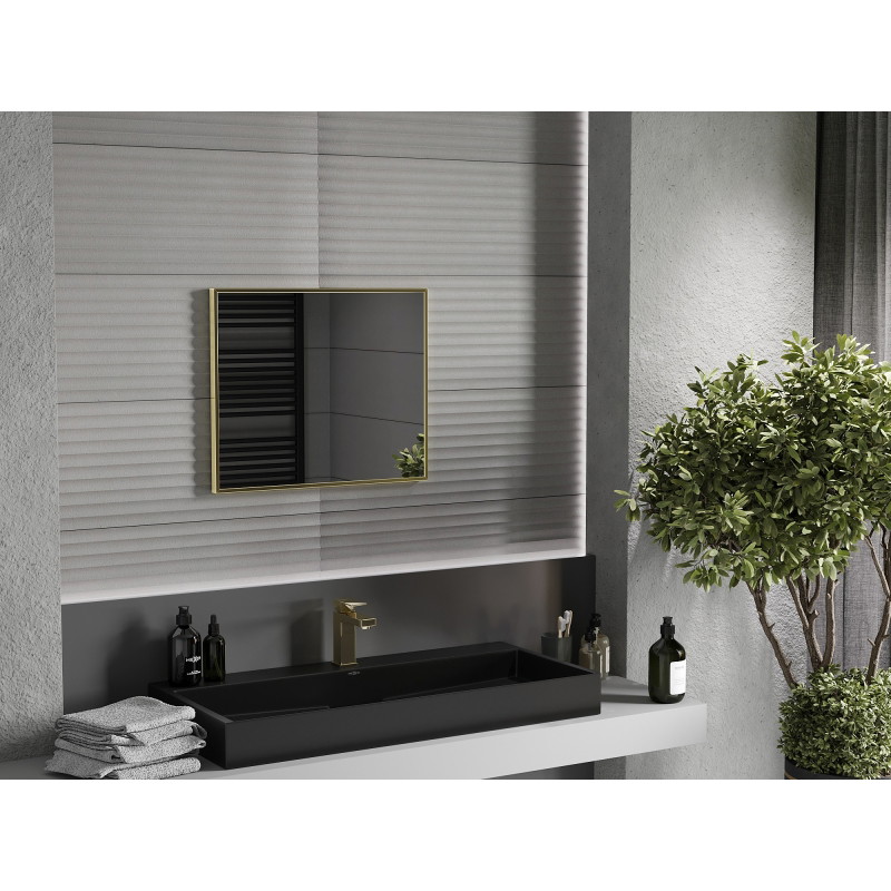 Mexen Loft miroir de salle de bain rectangulaire 60 x 50 cm, cadre doré - 9852-060-050-000-50