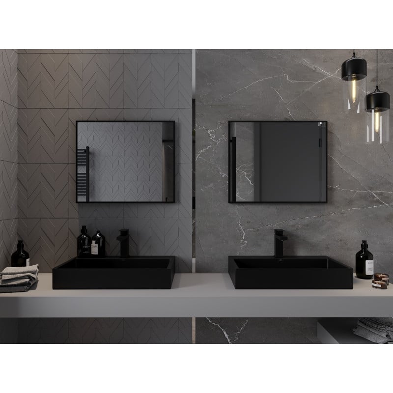 Mexen Loft miroir de salle de bain rectangulaire 60 x 50 cm, cadre noir - 9852-060-050-000-70